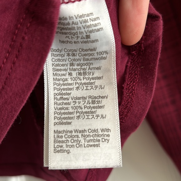 Maroon J.Crew Factory sheer sleeve top - Picture 5 of 5